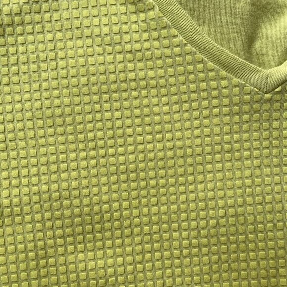 VTG 90s CK1 V-Neck Short Sleeve Shirt Raised Mini Square Front Green Men’s L - Picture 5 of 11